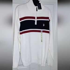 Polo Cream, Navy and Red Striped Men's Sweater Various Sizes